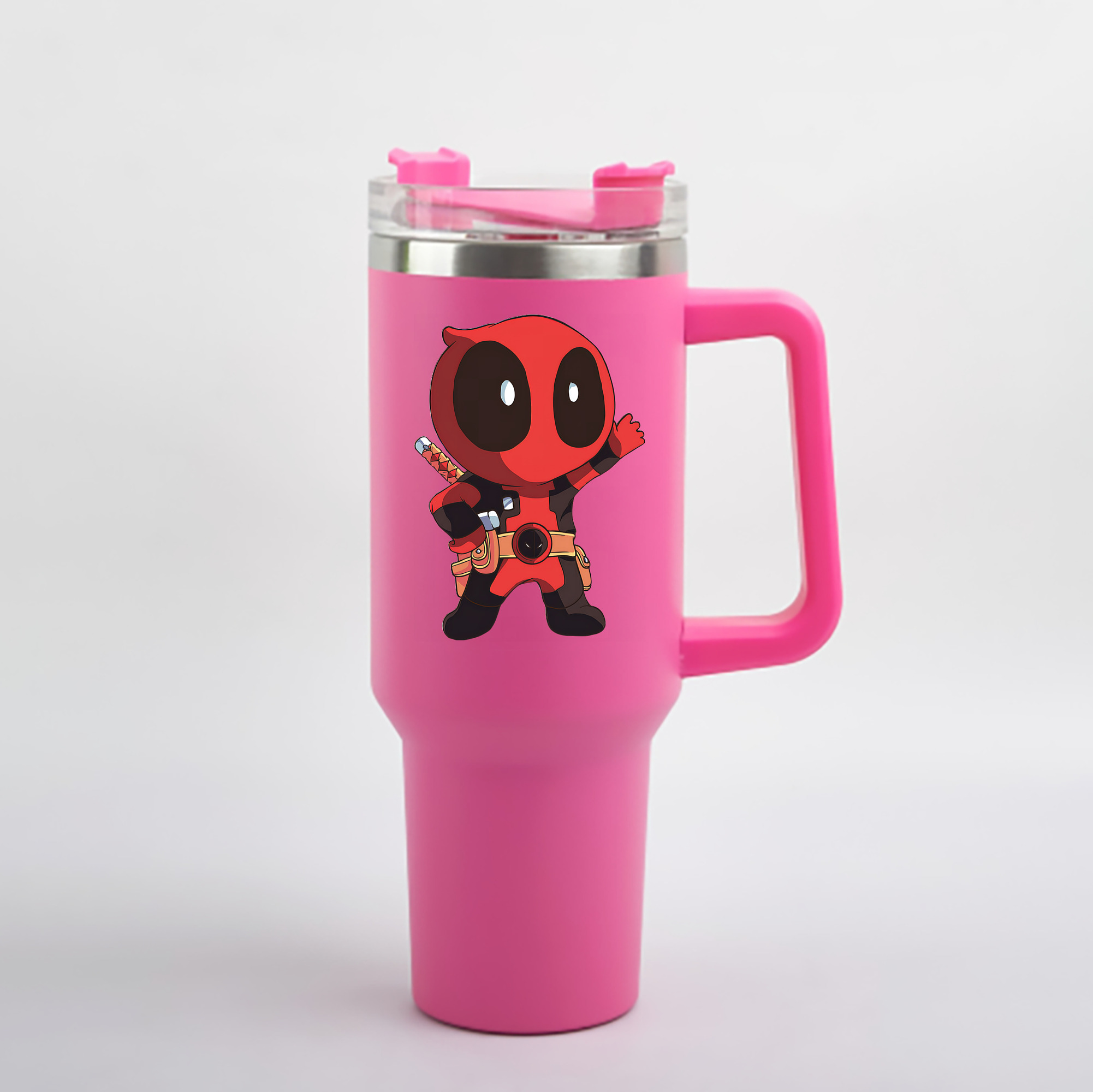（画像用） Deadpool デッドプール 1200mL車用タンブラー - クリスタルステッカー（プラスチックストロー付き）